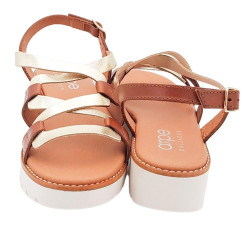 Sandalias Arpe oro mujer