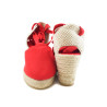 Sandalias yute cuña rojo mujer